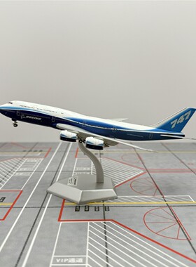 金属客机航模HX Models 1/400 波音原厂 B747-8 蓝色/橙色 N6067E