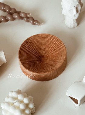 Homeside实木收纳盘北欧ins榉木置物盘几何曲面装饰盘艺术摆件