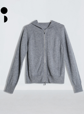 WZWJ/未知未觉高级复古灰色简约连帽拉链长袖针织开衫W611M34602