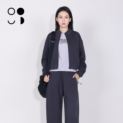 WZWJ/未知未觉无领拉链开衫上衣宽松长袖卫衣外套女W612W29542