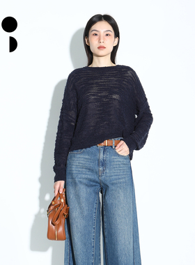 WZWJ/未知未觉设计感镂空提花圆领长袖羊毛针织衫女W532M59614