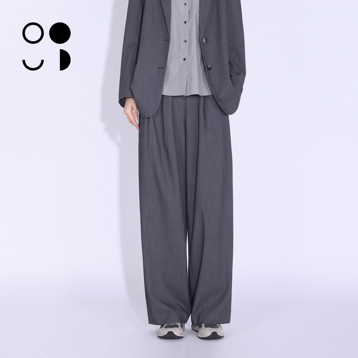 WZWJ/未知未觉高腰垂感西装裤女通勤宽松灰色休闲裤W635K18528图片