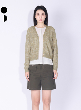 WZWJ/未知未觉短款减龄设计气质针织长袖V领毛衣开衫女W612M34605
