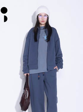 WZWJ/未知未觉短款双拉链立领开衫卫衣纯色开衫外套女W543V11537