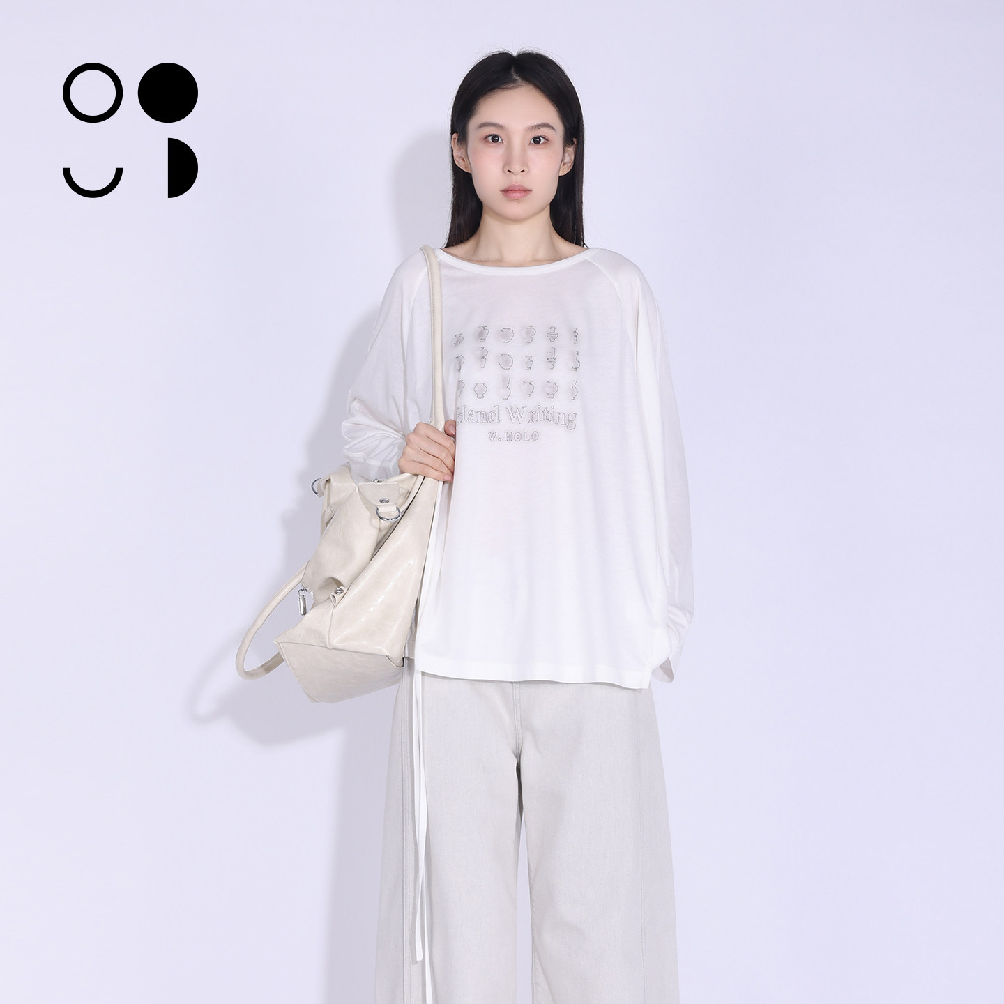 WZWJ/未知未觉宽松设计感七分袖T恤女莫代尔绵羊毛上衣W633T19704图片