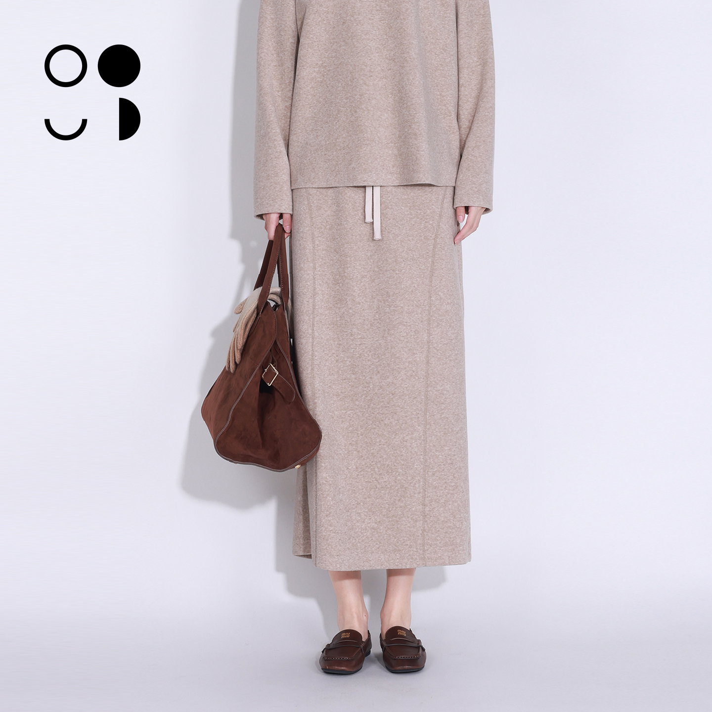 松紧腰抽绳修身微弹直筒卫衣半裙