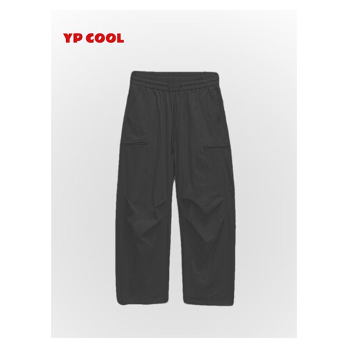 YP COOL美式高街褶皱直筒工装裤2026新夏季薄款速干拉链长裤子