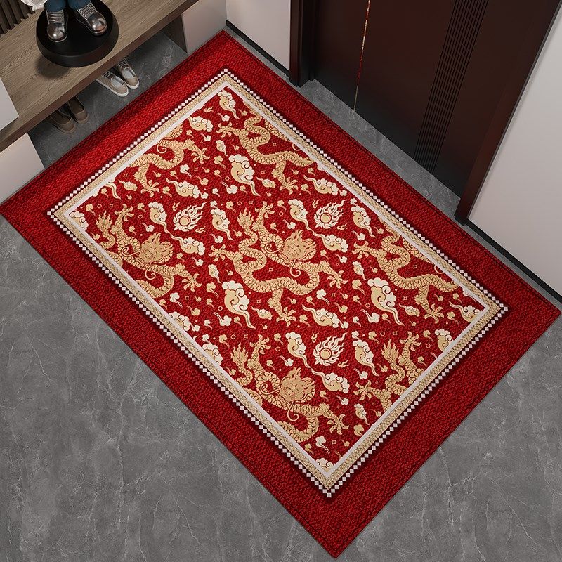 红色龙年入户门地垫玄关大门口进门脚垫喜庆耐脏除尘防滑门垫地毯,居家布艺,入户地垫,淘宝优惠券,粉丝福利购,淘宝优惠卷