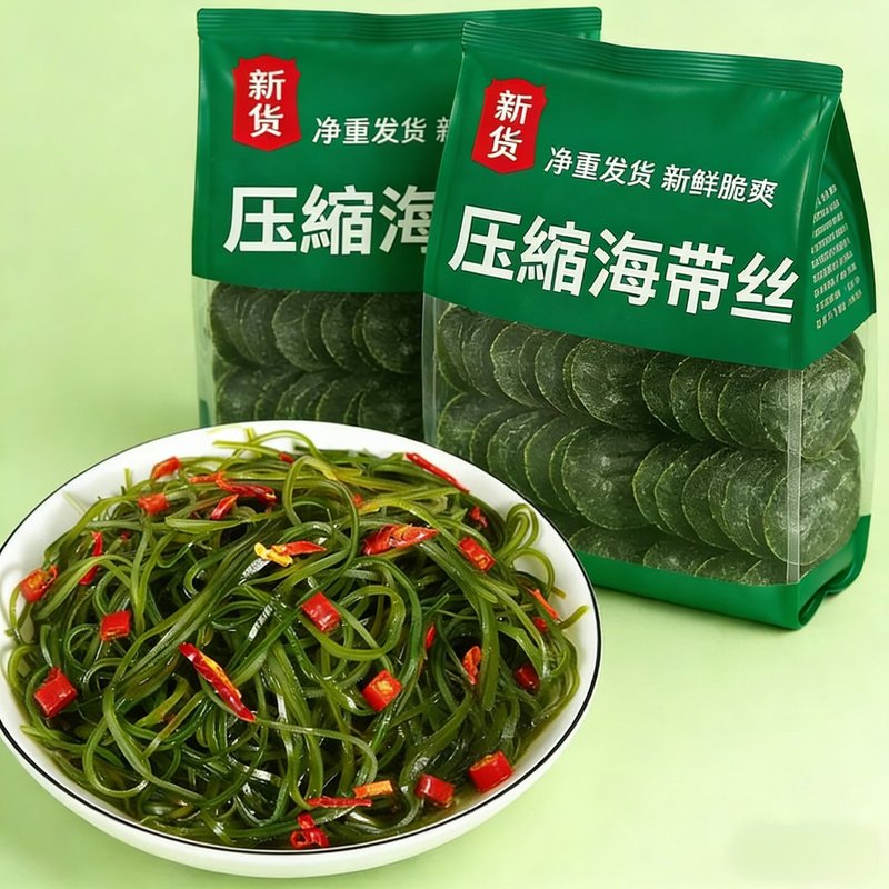 到手20包霞浦压缩海带丝凉拌专用免洗烘干圆饼独立包装海带煮汤图片