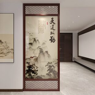 简约屏风客厅隔断墙玄关镂空实木座屏茶室遮挡别墅定制 新中式