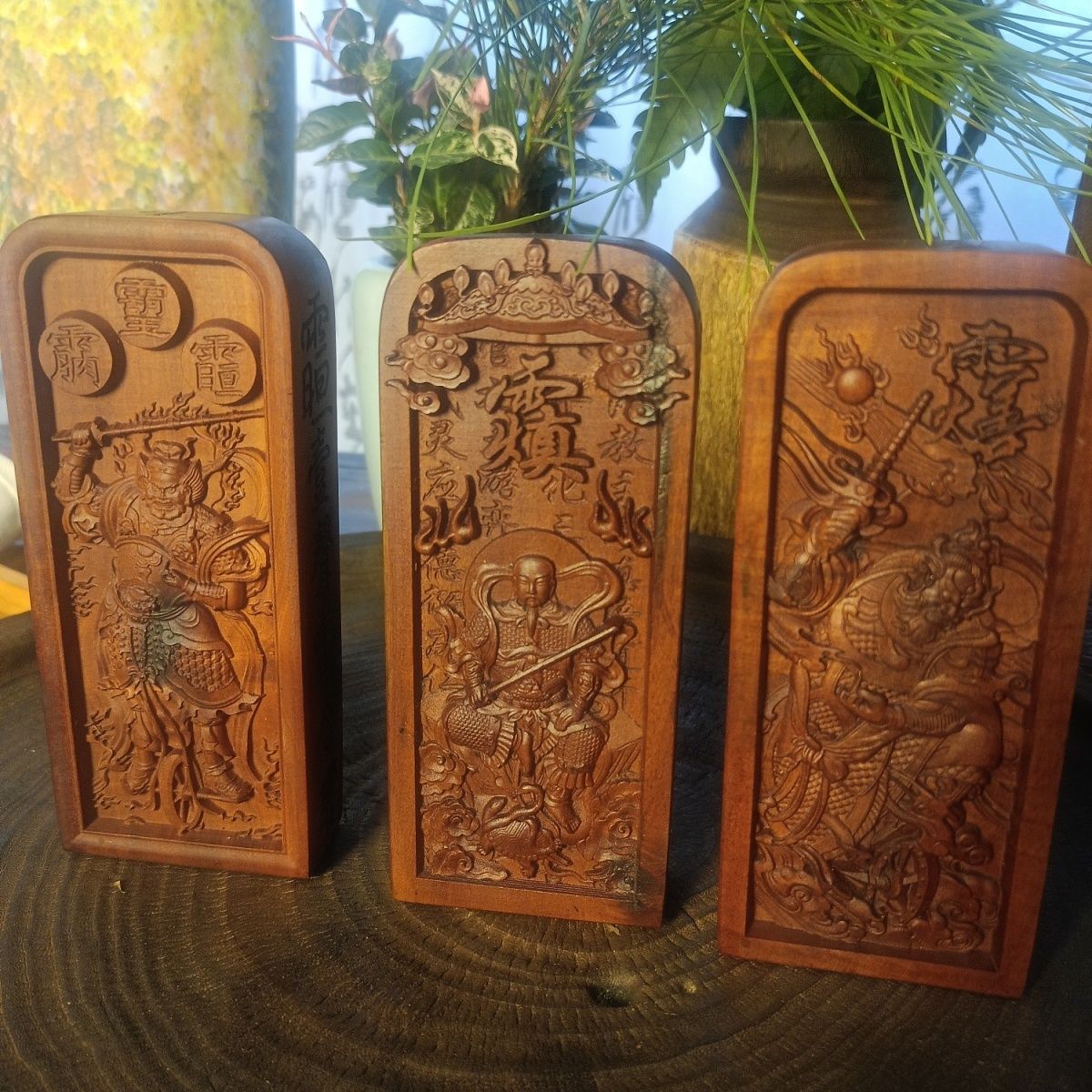 天然用品雷击枣木浮雕双