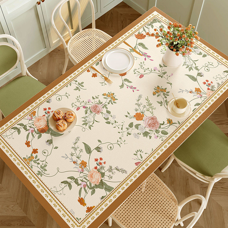 高级感餐桌桌垫田园风轻奢防水防油皮革餐桌垫防烫免洗茶几桌布,居家布艺,桌布,淘宝优惠券,粉丝福利购,淘宝优惠卷