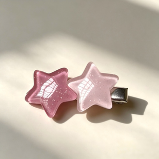 甜美星星边夹发夹色果冻质感可爱发饰软糖美学