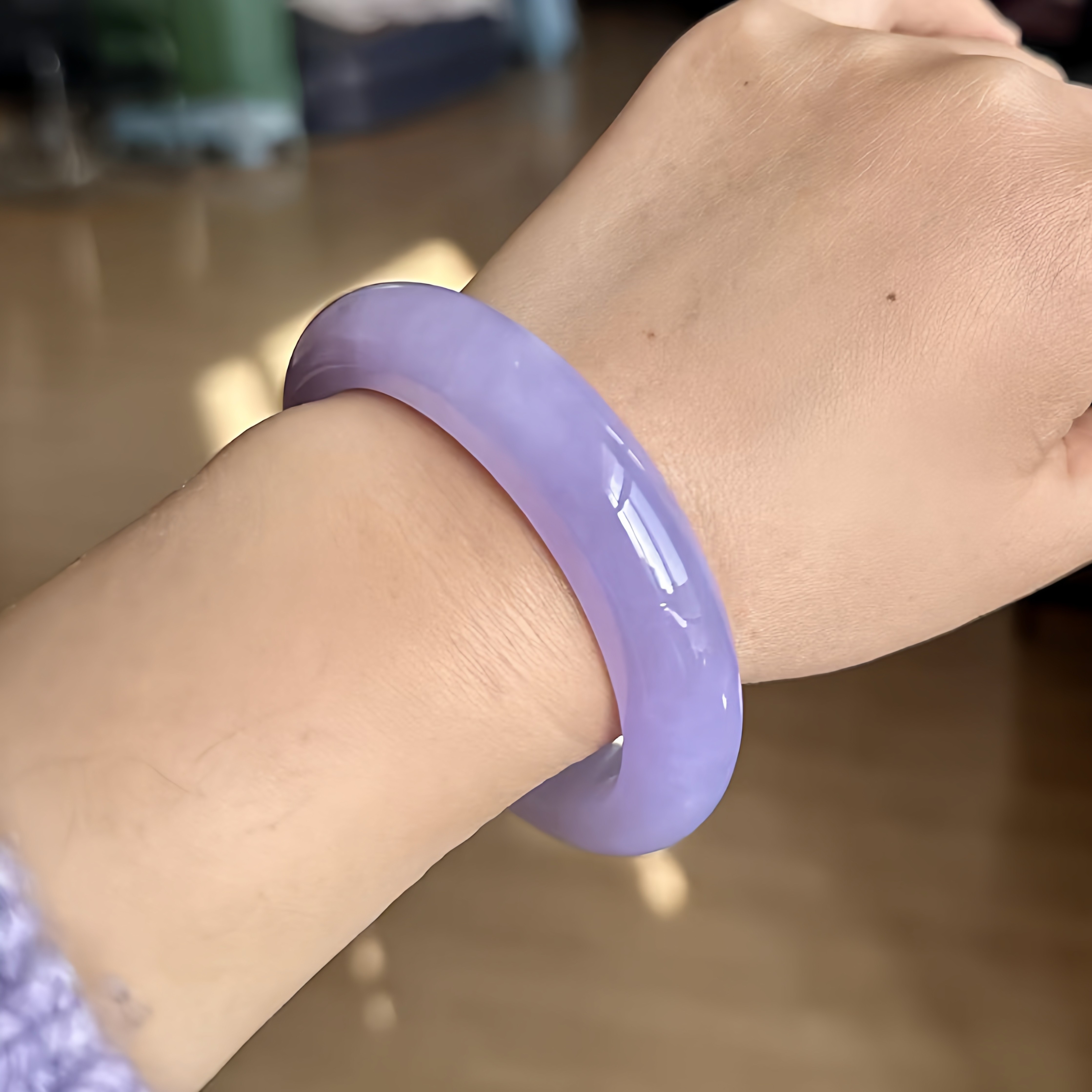 最相物"烟墨系列"缅甸高端翡翠玉手镯子正品冰种紫罗兰步离镯处理