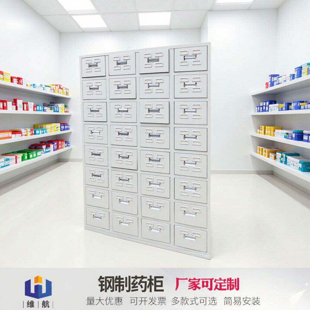 厂家不锈钢医柜带抽屉中医橱钢制多斗中医柜多斗草柜调剂台