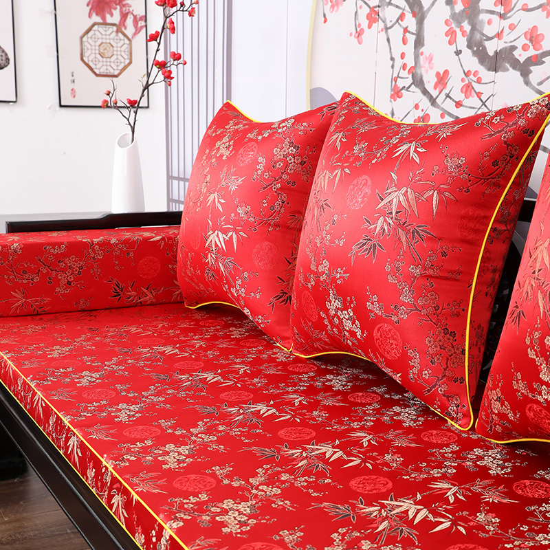 中式红木沙发椅子坐垫家用海绵硬乳胶123沙发垫三件套带靠背定制