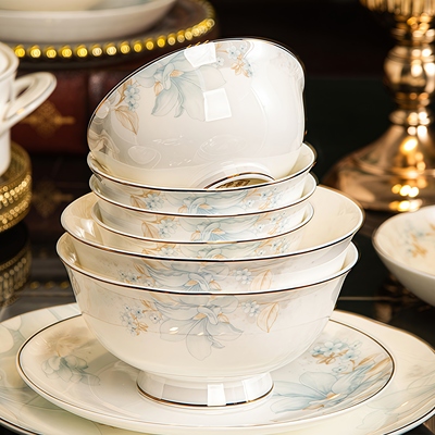 高级感碗碟套装家用2025新款轻奢高温骨瓷餐具碗碟盘乔迁陶瓷碗盘