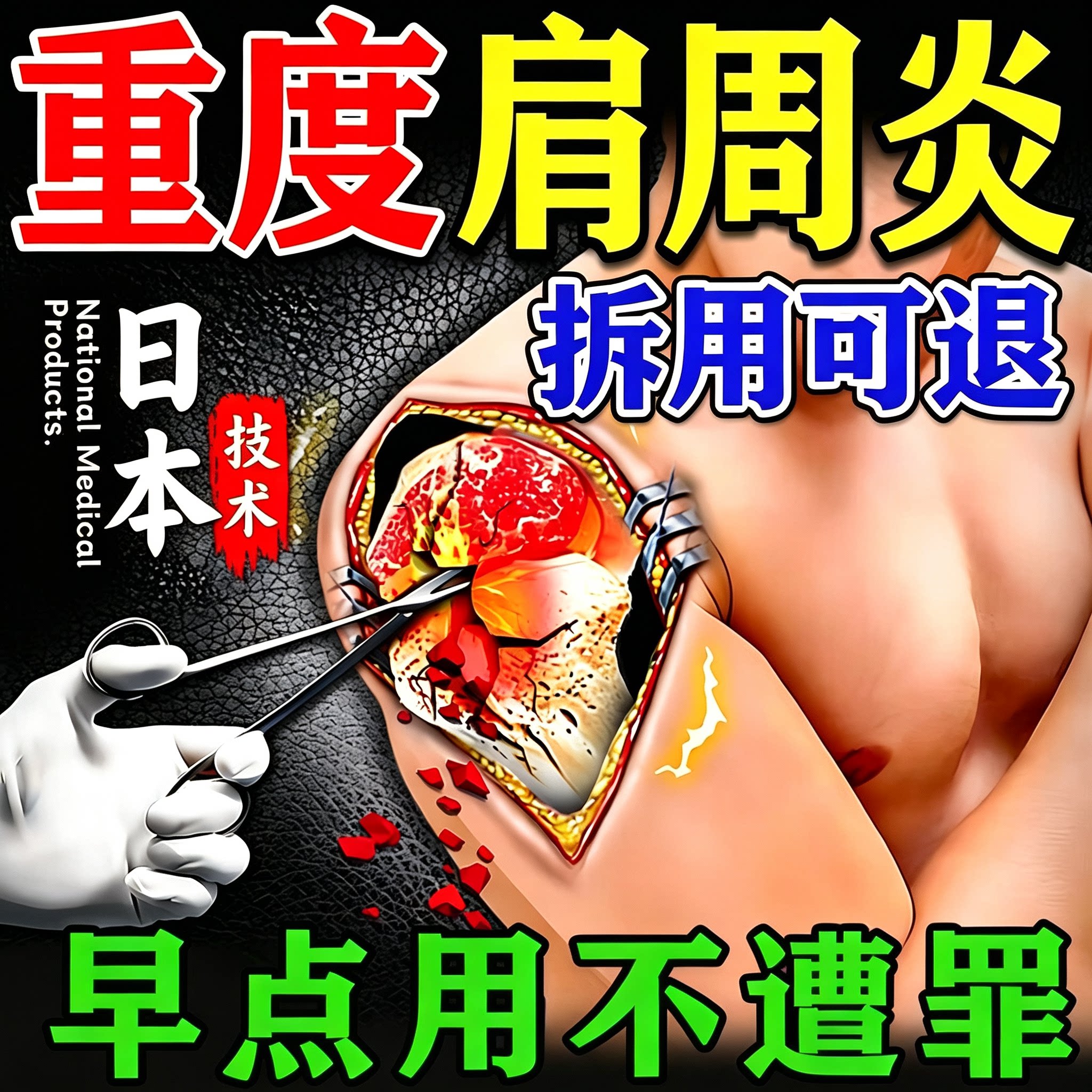 日本技术肩周炎专用贴膏抬臂困难肩周筋膜疼痛肩膀疼痛膏药贴