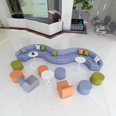 培训机构启蒙幼儿园家长休息区简约创意办公接待室洽谈区弧形沙发