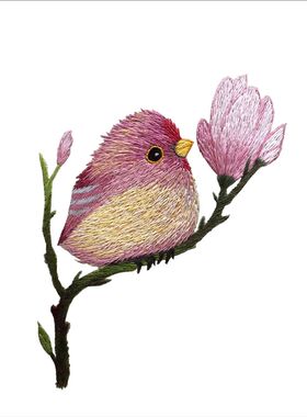 苏绣diy初学套件 0基础针迹可爱小鸟 手工刺绣装饰画 非