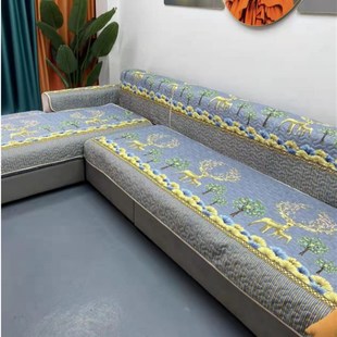 YH新款 一套三片 定位印花加棉加厚沙发垫莱卡棉坐垫防滑组合套装