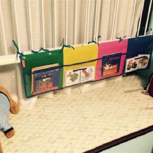 定做3格4格5格儿童图书绘本彩虹收纳挂袋绘画作业展示透明挂书袋