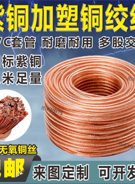 包塑TJR铜绞线PVC透明护套软接地软绝缘国标紫铜桥架铜连接导电带