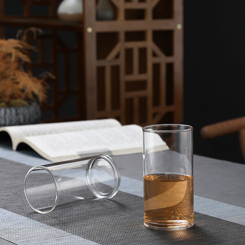 梓童加厚玻璃水杯泡茶杯直身玻璃杯子温圆口杯