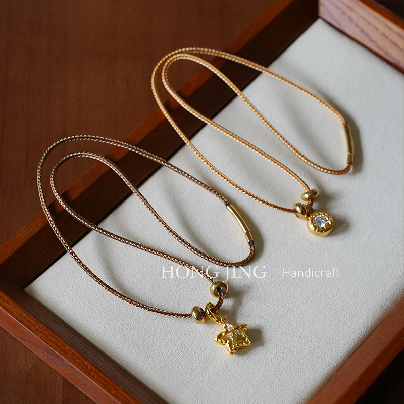 2.0锁骨链玉石黄金吊坠挂绳链绳