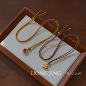 洪菁手作 1.5mm纯色咖色编绳玉石黄金吊坠挂绳项链绳男女通用