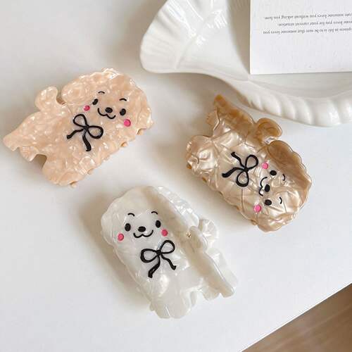 新款醋酸抓紧爱可爱卡通发饰小狗小妞发卡ins动物拼接醋酸头饰女