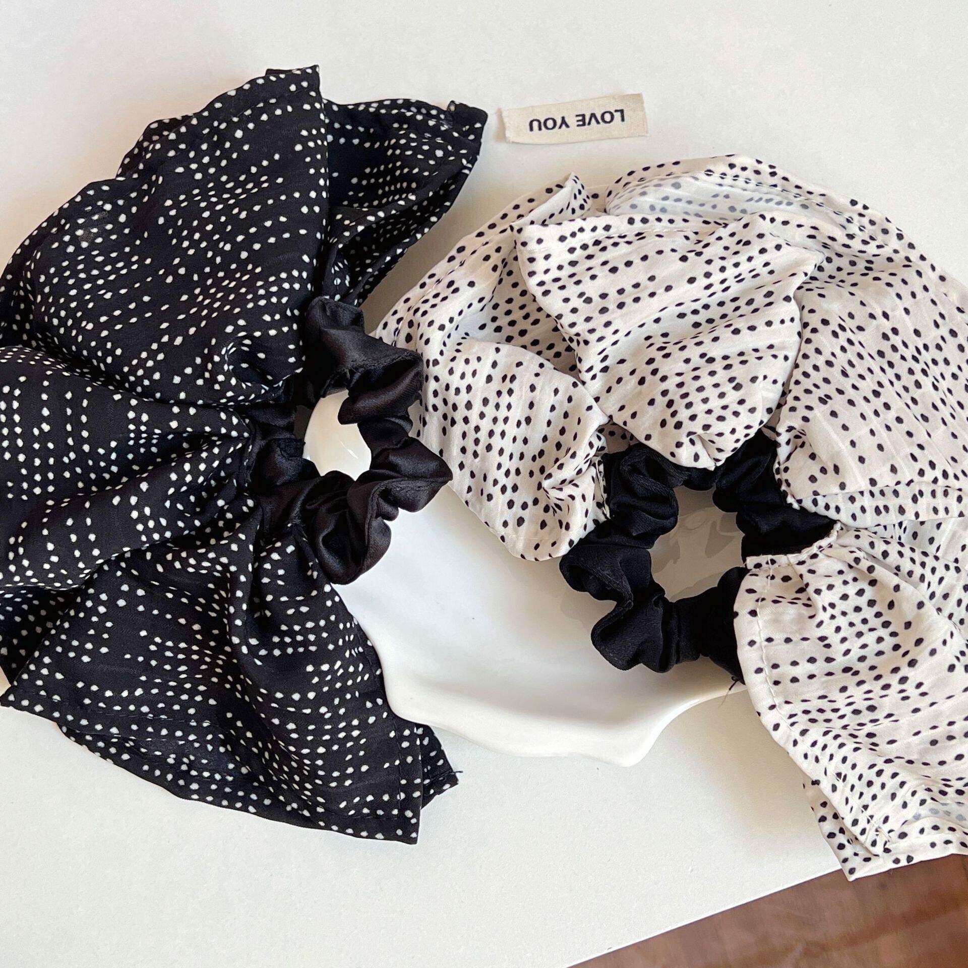 小波点裙摆款式大肠发圈韩版温柔低马尾发绳头花高弹力肠圈发饰新