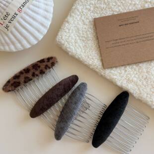 椭圆布艺简约插梳刘海侧边公主头发叉盘发丸子头侧边发梳发饰女