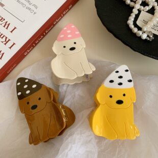 新款醋酸小拉布拉多发夹斑点帽子狗狗鲨鱼夹后脑勺盘发动物发饰女