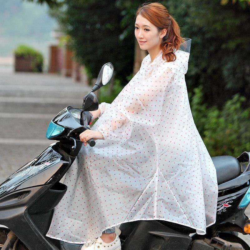 成人时尚女款圆点骑车雨衣雨披单人软面料防污防暴雨大雨大码潮