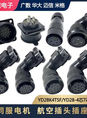 广数华大米格YD28-4芯7/15芯伺服电机航空插头插座YD28K4TSF/15TS