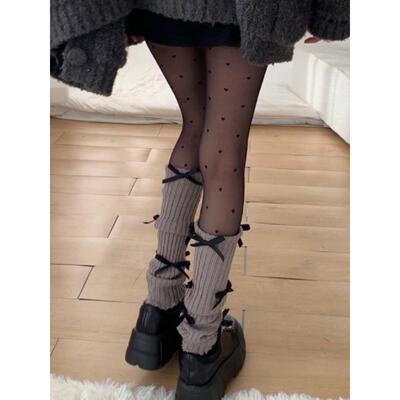 pip pop纯欲风真的jue啦！潮流蝴蝶结秋冬甜美个性少女袜套