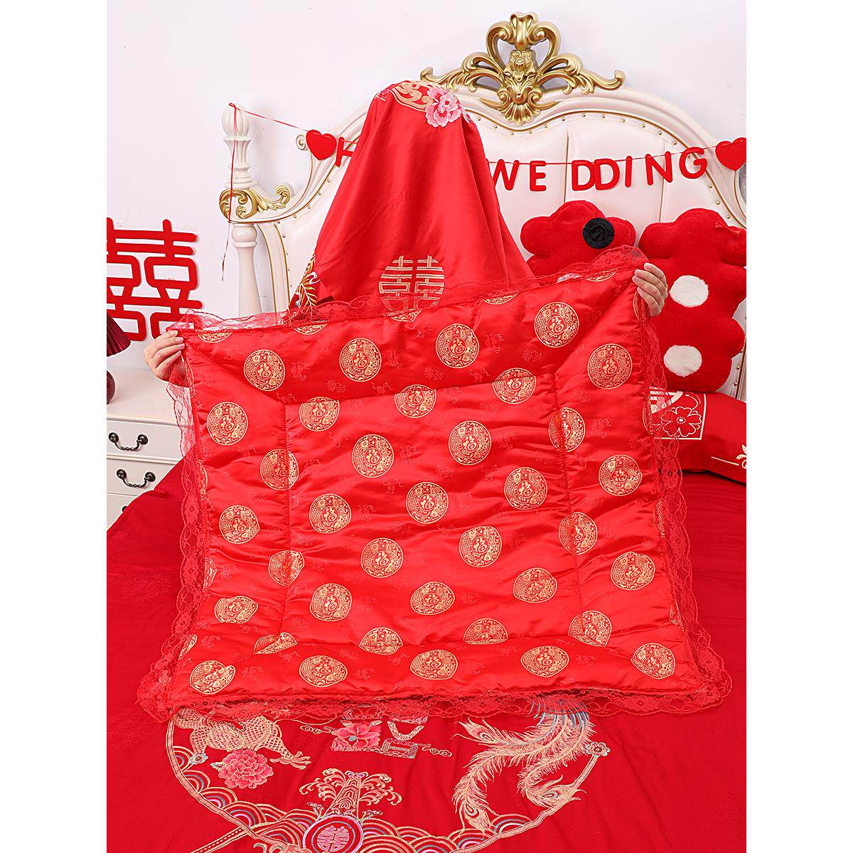 婚礼坐席祝福席大红喜字幸福被子新娘嫁妆女人嫁妆床上用品婚礼房