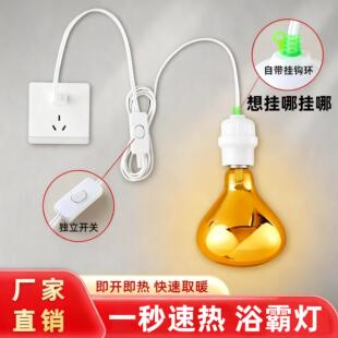 浴霸取暖灯免打孔壁挂式取暖器洗澡间卫生间浴室275w防水制热灯泡