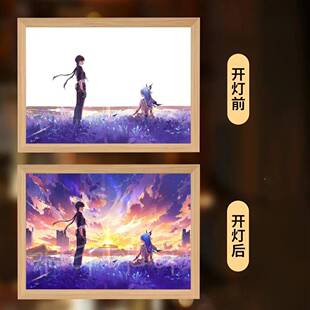 鸣潮守岸人灯光画 画周边气氛灯画 画卧室床头小夜灯二次元装饰画