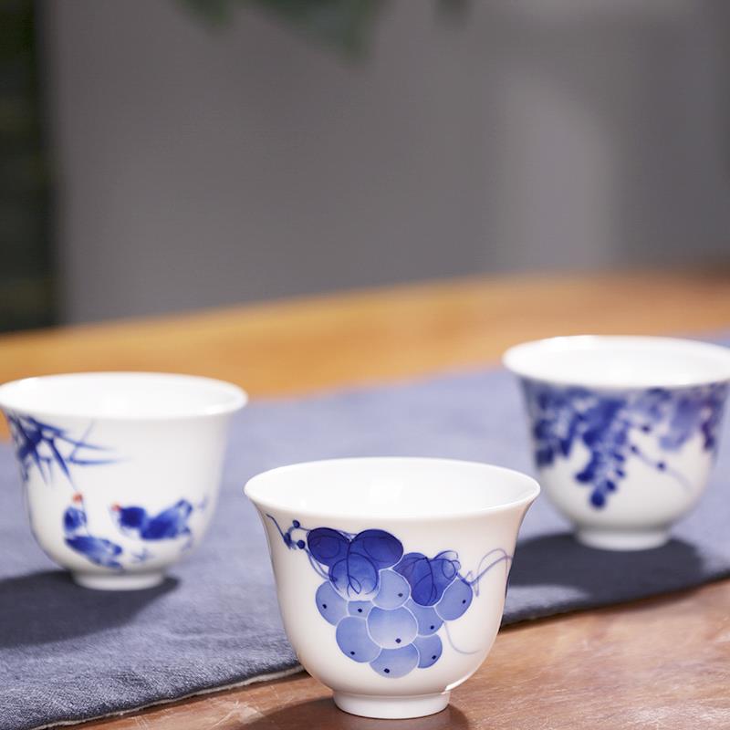 【鸟语花香】洪窑手绘花神杯 景德镇品茗杯小茶杯女精致功夫茶具