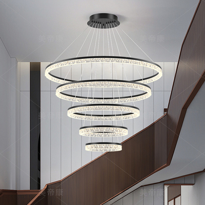 意式复式楼吊灯水晶灯挑高跃层公寓设计师自建房大吊灯别墅大厅灯