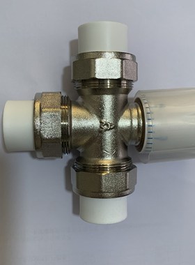 埃美柯7604手动暖气三通阀热熔烫接铜截止一进二出调节冷热水