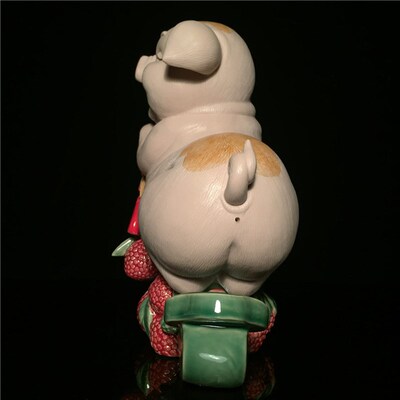 石湾公仔陶瓷美陶猪年生肖摆件客厅玄关电视柜装饰品拜年商务礼品