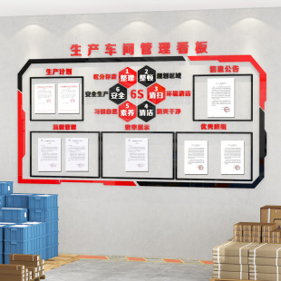 工厂车间生产6s管理看板企业文化墙3d磁吸公告栏墙贴仓库规章制度