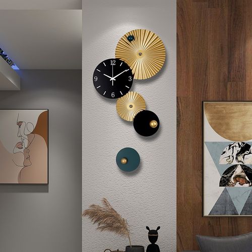 钟表挂钟客厅现代简约大气时尚家用石英钟免打孔个性创意挂墙装饰