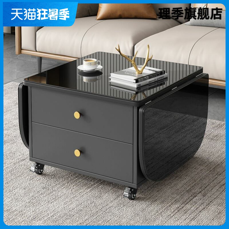 多功能折叠茶几餐桌两用小户型客厅边几现代简约家用伸缩饭桌