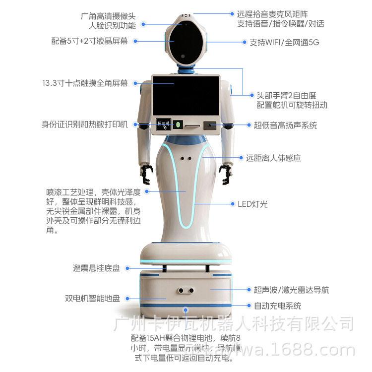 人形讲接待带领迎机器人务大厅政讲解机器卡诺解宾人大模型对话
