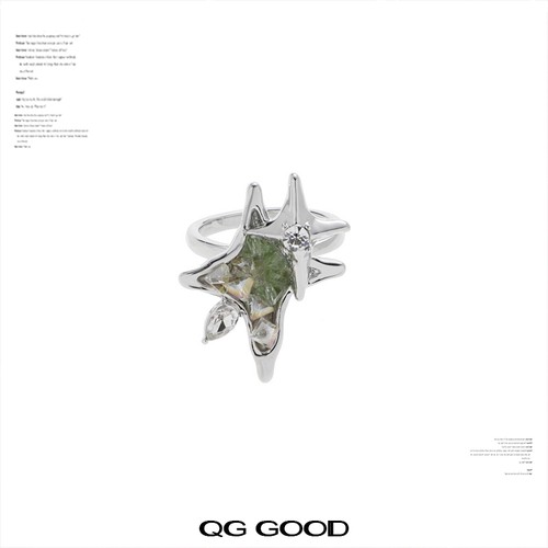 新款四芒星渐变玻璃珠戒指女ins风时尚通勤指环潮流精致节日礼物