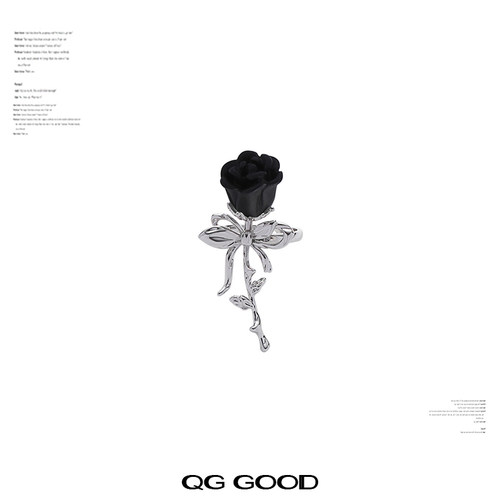 暗夜玫瑰花戒指个性潮时尚甜酷高级感气质开口可调节指环手饰品